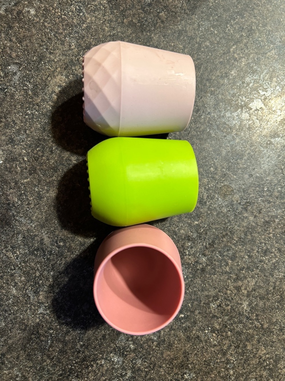 Set of 3 Silicone Training Cups - Pink, Neon Green, Blush